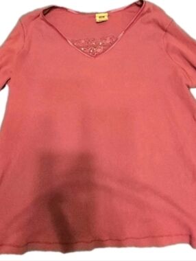 Vintage Faded Glory Velvet V‑Neck Top Women’s 18W/20W Magenta Purple Plus Size